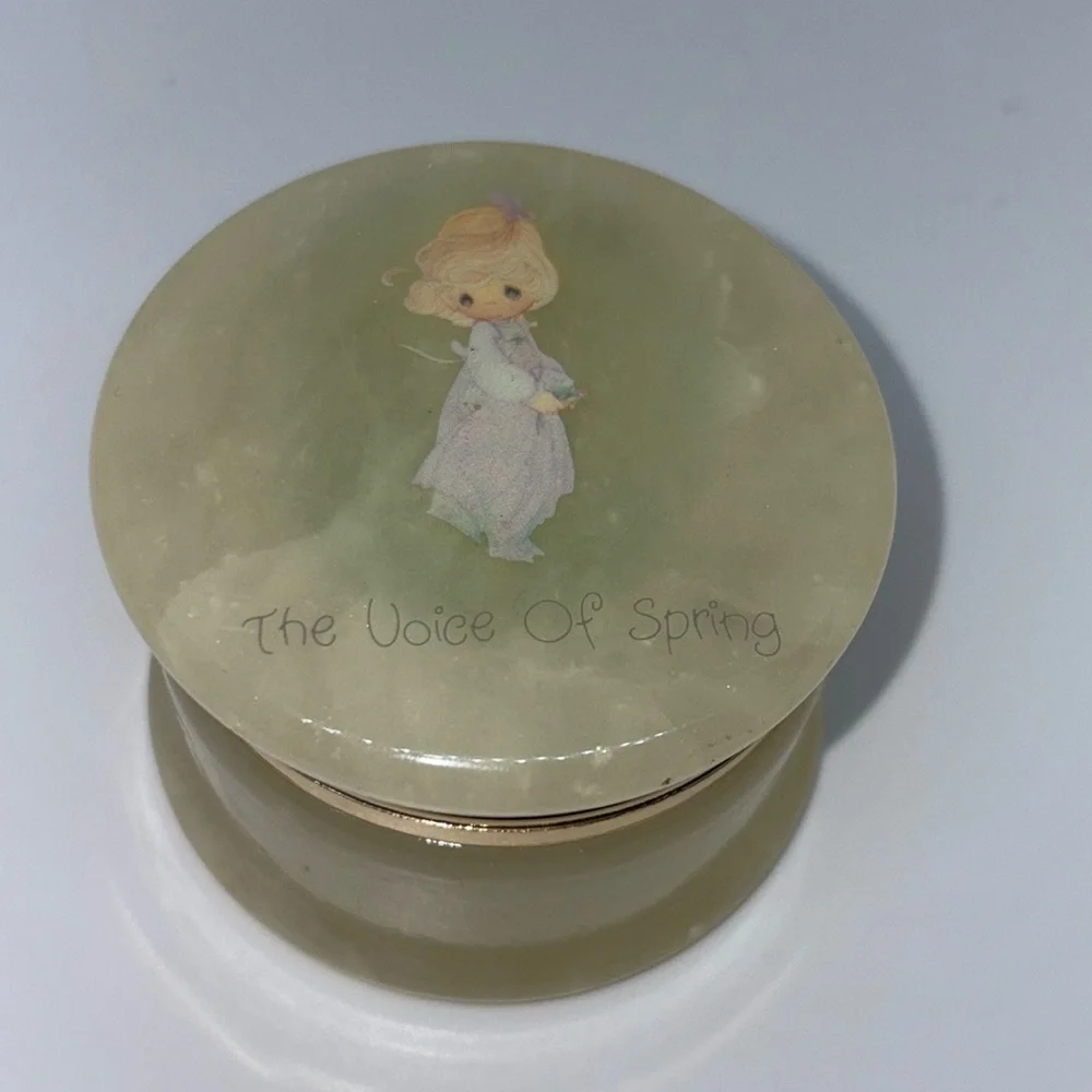 Vtg 1987 Samuel J. Butcher Precious Moments alabaster made in Italy trinket box